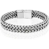 LGT JWLS Heren Armband - Dubbele Curb Chain van Edelstaal, Zilver-23cm