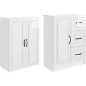 vidaXL Kast Set 2 st Hoogglans Wit Bewerkt hout