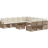 vidaXL Tuinbankenset 12 st Beige poly rattan