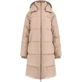 GUESS Dames Jas Bruin V5BL08WGLW2/Fngx 4G Hoodie Long Puffer Jacket