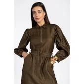Aaiko Dames Jurken Semira Crinkle Vis 545 - Bruin - Maat L