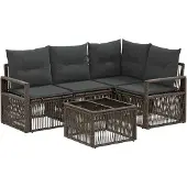 vidaXL Tuinbank Set 5 st Grijs poly rattan