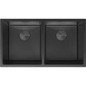Mexen Binox roestvrijstalen spoelbak 2-vaks 800 x 450 , zwart - 6421802000-70