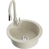 Mexen Diego granieten spoelbak 1-komorige met keukenmengkraan Savita, beige - 6512-69-672601-69