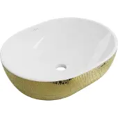 Mexen Viki opzetwastafel 48 x 35 cm, wit/goud schubbenpatroon - 21054808