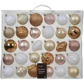 Décoris Kerstbal kunststof mix roze 30-delig roze Kunststof Kerstbal