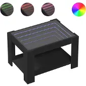 vidaXL Salontafel met LED 73x53x45 cm bewerkt hout zwart
