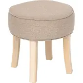 Atmosphera Zit krukje/bijzet stoel - Adriel - hout/stof - beige fluweel - D35 x H40 cm - Extra zitplaatsen