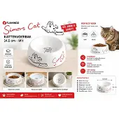 Flamingo Simon’s Cat Kattenvoerbak Keramiek – 14.5 cm – Wit – Katten Voerbak & Waterbak – Premium Design