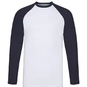 Fruit Of The Loom Heren Valueweight Baseball T-shirt met lange mouwen (Witte/diepe marine)