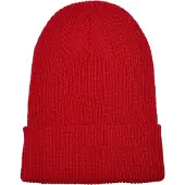 Flexfit Geribde gebreide muts van gerecycled garen (Rood)