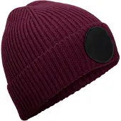 Beechfield Circulaire Patch Beanie (Bourgogne/Zwart)