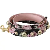 Dolce&Gabbana Pink Bloem Leather Stud Accessoire Schouder damesriem