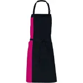 Link Kitchen Wear Unisex Duo Schort voor volwassenen (Zwart/Hot-roze)