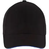Sols Buffalo 6 panel baseballpet (Zwart/Loyaal Blauw)