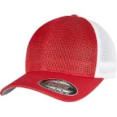 Flexfit 360 Tweekleurige Omnimesh Cap (Rood/Wit)