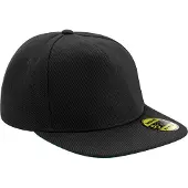 Beechfield Originele 6 Paneel Flat Peak Snapback Cap (Zwart)