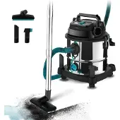 Cecotec Conga Rockstar Wet & Dry Steel Max, 1400 W, Cilindervormig, geschikt voor zowel droog- als natgebruik, stofzuiger met stofzak, 20 liter inhoud, HEPA-filter