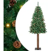 vidaXL Slanke Kerstboom Groen 210 cm PVC en massief dennenhout