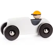 Bajo Holz Retro Raceauto - Speelgoedauto, wit, duurzaam
