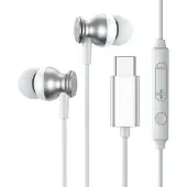 JOYROOM Ear-oordopjes, USB Type C, met afstandsbediening en microfoon, zilver (JR-EC04 Silver)