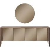 AEA Braune Esszimmer Glas Anrichte Moderner Spiegel Komplettes 2tlg Set