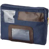 Alba Banktasche "POCAIS" mit Dehnfalte, aus Nylon, blau Reißverschluss, Absender-Fenster, Maße: (B)270 x