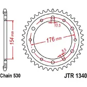 JT Sprockets 530 Jtr1340.44zbk Steel Achtertandwiel