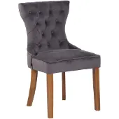 CLP fauteuil Franca, bekleed met fluweel, met een frame van rubberhout, donkergrijs. Framekleur: antiek, licht