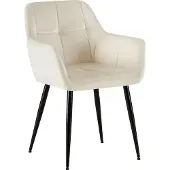 CLP Emia Eetkamerstoel - Met armleuning - Velvet - creme Fluweel