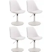 CLP Set van 4 eetkamerstoelen Maverick, kunstleer, draaibaar en traploos verstelbaar, wit, met wit frame