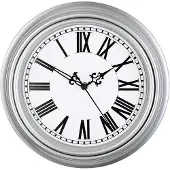 OEM Zilveren retro wandklok, 10 inch, geluidsloos