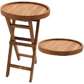 Teako Design Klaptafel, teakhout, rond, Alessandria, massief hout, weerbestendig, 50 cm
