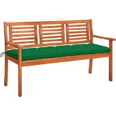 vidaXL Tuinbank 3-zits met kussen 150 cm massief eucalyptushout