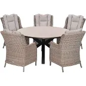 Garden Impressions Marbella tuinset 6-delig vin. willow - Tulli tuintafel Ø148 cm