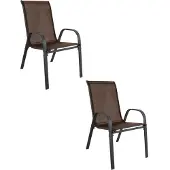 Leobert Set van 2 tuinstoelen SOFIA – Bruin – Stapelbaar – Weerbestendig