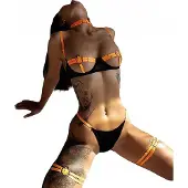 ITImport Sexy damesondergoedset, ORANJE, sensueel, maat L