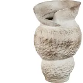 Ptmd Kery Cream Ceramic Vase With Open Swirl Border L