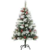 vidaXL Kunstkerstboom met scharnieren dennenappels en bessen 150 cm