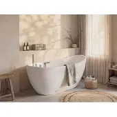 Vente-unique Vrijstaande badkuip NATALIA - eenpersoons - 220L- 150x75xH70cm - Wit