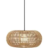 PR Home Zuri buiten hanglamp, Ø 51 cm, rotan, stekker, hout licht, Hout, Modern