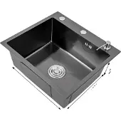 OEM Enkele spoelbak, geluidsreductie, eenvoudige installatie, zwart
