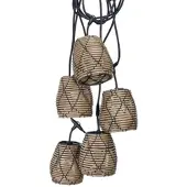 PR Home buitenlamp Lollo, rotan look, 5-lamps Lollo, bruin / roest, Kunststof