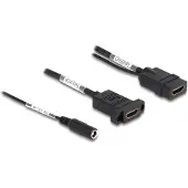 DeLOCK HDMI Cable 4K 60 Hz with DC feed 2.1 x 5.5 mm 0.30 m panel-mount