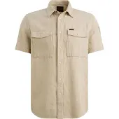 PME Legend Overhemd 'Shirt with short sleeves in cotton/linen' lichtgroen