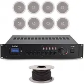 SubZero 160W 100V 8" 8x Zone Ceiling Speaker System