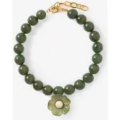 Sissy-Boy Groene resin kralenketting met bloem