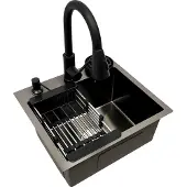 OEM Keukenwastafel, uittrekbare kraan, gemakkelijk schoon te maken, zwart