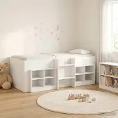 Prolenta Maison Exclusive - Loft bedframe met kast, 3 stuks, wit, houtvezel