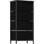Northix Commode met 4 lades, houten bovenblad, metalen frame, zwart